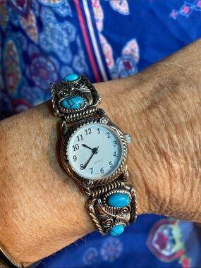 Southwestern Turquoise Style Stretch Watch Quartz Working